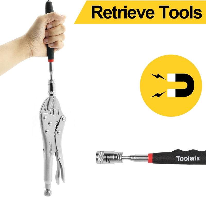 Toolwiz Magnetic Telescoping Pickup Tool 8 Lb, Portable Extendable Magnet Pickup Tool 7.7-32 Inch/19-80 Cm Extendable Retrieving Tool with Led Light, 8 Lbs Lifting Capacity Magnet Pickup Tool - Image 5